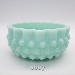 Rare Vintage Light Turquoise Hobnail Milk Glass Candy/powder Dish No LID