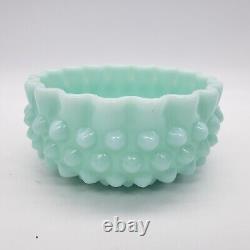 Rare Vintage Light Turquoise Hobnail Milk Glass Candy/powder Dish No LID