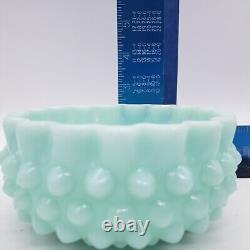 Rare Vintage Light Turquoise Hobnail Milk Glass Candy/powder Dish No LID