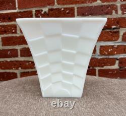 Rare Vintage Mckee White Milk Glass Modern Square Art Deco Vase