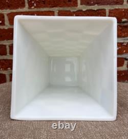 Rare Vintage Mckee White Milk Glass Modern Square Art Deco Vase