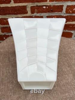 Rare Vintage Mckee White Milk Glass Modern Square Art Deco Vase