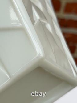 Rare Vintage Mckee White Milk Glass Modern Square Art Deco Vase