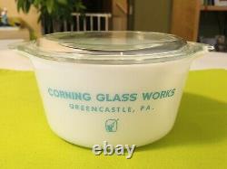 Rare Vintage Pyrex Corning Glass Works Greencastle PA 473 Casserole Dish with Lid