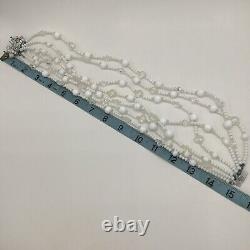 Rare Vintage Vendome Milk Glass Crystal Hand Wired Glass Necklace