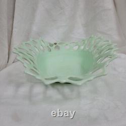 Rare Vintage Westmoreland Green Milk Glass, Jadeite Doric Lace Oval Fruit Bowl