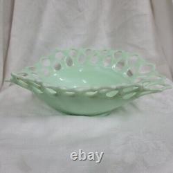 Rare Vintage Westmoreland Green Milk Glass, Jadeite Doric Lace Oval Fruit Bowl