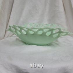 Rare Vintage Westmoreland Green Milk Glass, Jadeite Doric Lace Oval Fruit Bowl