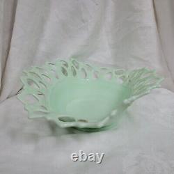 Rare Vintage Westmoreland Green Milk Glass, Jadeite Doric Lace Oval Fruit Bowl