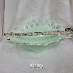 Rare Vintage Westmoreland Green Milk Glass, Jadeite Doric Lace Oval Fruit Bowl