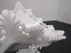 Rare Vintage Westmoreland White Milk Glass Ring and Petal Banana Boat 14 NICE