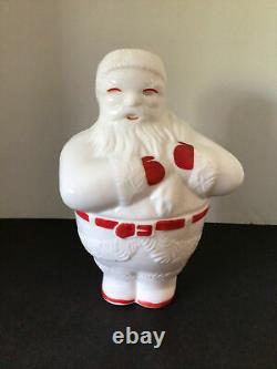 Rare Vtg Fostoria American Milk Glass Santa Claus Cookie Jar Holding Toy Sack