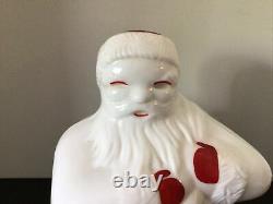 Rare Vtg Fostoria American Milk Glass Santa Claus Cookie Jar Holding Toy Sack