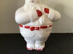 Rare Vtg Fostoria American Milk Glass Santa Claus Cookie Jar Holding Toy Sack