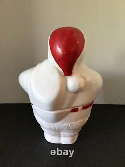 Rare Vtg Fostoria American Milk Glass Santa Claus Cookie Jar Holding Toy Sack