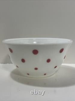 Rare Vtg Mckee White Milk Glass Red Polkadot Bell Shap Bowl