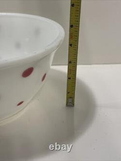 Rare Vtg Mckee White Milk Glass Red Polkadot Bell Shap Bowl