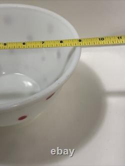 Rare Vtg Mckee White Milk Glass Red Polkadot Bell Shap Bowl