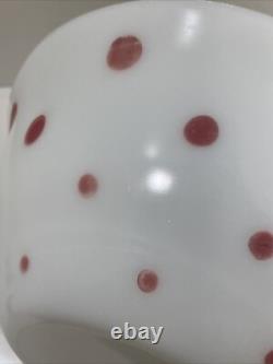 Rare Vtg Mckee White Milk Glass Red Polkadot Bell Shap Bowl