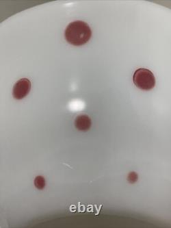 Rare Vtg Mckee White Milk Glass Red Polkadot Bell Shap Bowl