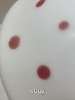 Rare Vtg Mckee White Milk Glass Red Polkadot Bell Shap Bowl