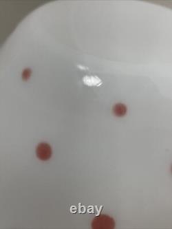 Rare Vtg Mckee White Milk Glass Red Polkadot Bell Shap Bowl
