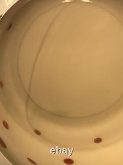 Rare Vtg Mckee White Milk Glass Red Polkadot Bell Shap Bowl