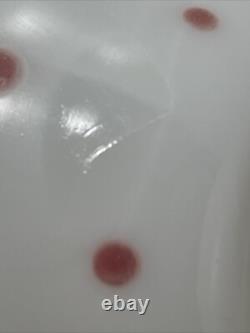 Rare Vtg Mckee White Milk Glass Red Polkadot Bell Shap Bowl