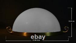 Rare early 1930s art deco moonstone opaline milk glass plafonier pendant light