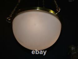 Rare early 1930s art deco moonstone opaline milk glass plafonier pendant light