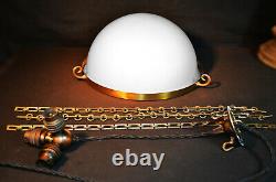 Rare early 1930s art deco moonstone opaline milk glass plafonier pendant light