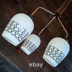 Rare vintage LIDOKOV mid modern opaline milk glass pendant ceiling light chrome