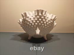 Ruffled Fenton Hobnail Milk Glass candy dishes Vintage glassware lot of 5