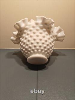Ruffled Fenton Hobnail Milk Glass candy dishes Vintage glassware lot of 5