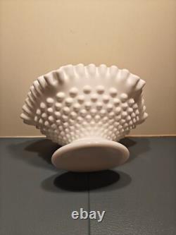 Ruffled Fenton Hobnail Milk Glass candy dishes Vintage glassware lot of 5