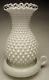 Scarce Fenton Royal Hobnail Hurricane Lamp 2 Pc Silver Crest & Milk Glass 3998sc