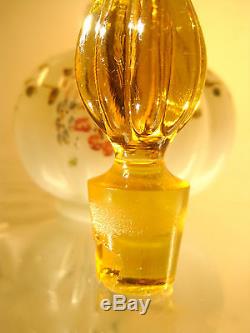 SET 1940s FENTON GOLD CREST MILK GLASS MELON PERFUME BOTTLES 9TALL HAND PAINTED