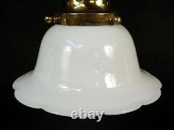 SET 4 Antique 1890s White Milk Glass Shade Pendant Light Ceiling Fixtures 2-PAIR