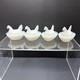 Set 4 Vtg Degenhart White Opalescent Milk Glass Chick Hen On Nest Salt Cellar