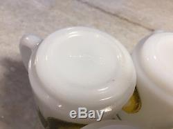 SET of 4 Vintage Glasbake Glassbake Pear/Pears Mug/Cup Milk Glass STACKABLE USA
