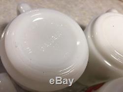 SET of 4Vintage Glasbake Glassbake Cherry/Cherries Mug/Cup Milk Glass STACKABLE