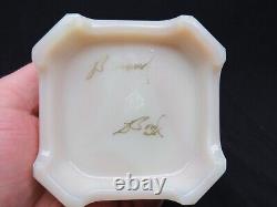 SIGNED BERNARD BOYD Custard Slag Glass Swirl Bee Hive Covered Dish