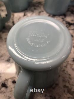SIX 6 Fire King Vintage Delphite Turquoise Blue D Handle Mugs EUC #1