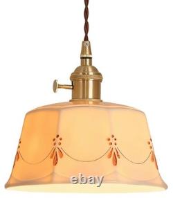 SIYGANK Vintage Ceramic Pendant Light Kitchen Island White Milk 16 × 20 cm, A