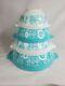 Stunning Pyrex Turquoise White Amish Butterprint Cinderella Nesting Bowls Set 4
