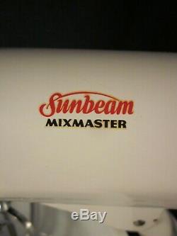SUNBEAM Mixmaster 10 Speed Mixer 2 White Milk Glass Mixing Bowls MCM 1950s EXC