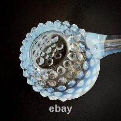 Scarce Vintage Blue Opalescent Hobnail Punch Bowl Ladle Glass