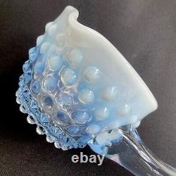 Scarce Vintage Blue Opalescent Hobnail Punch Bowl Ladle Glass