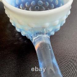 Scarce Vintage Blue Opalescent Hobnail Punch Bowl Ladle Glass