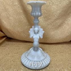 Scarce Vintage Milk Glass Winged Mermaid Sirene Candlestick Holder 9.5